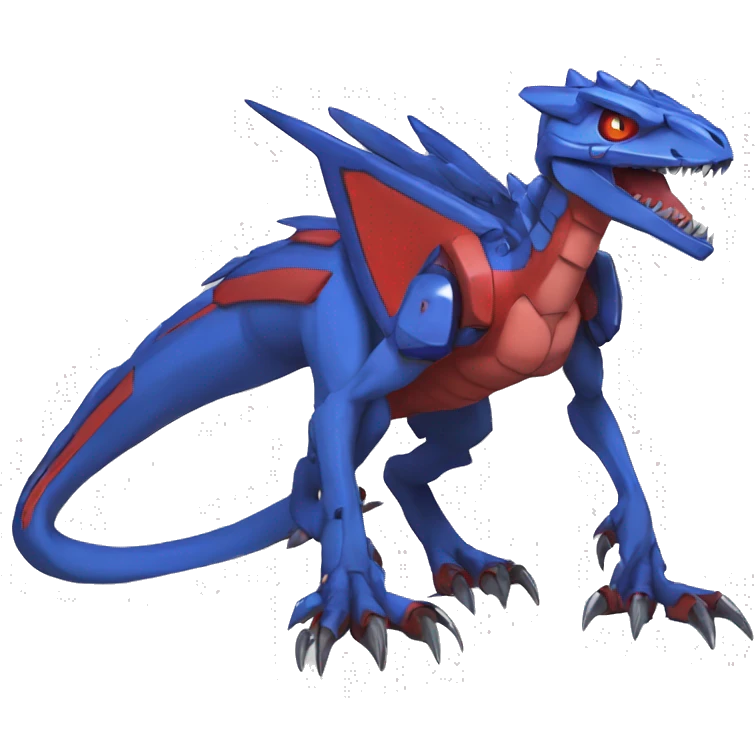  Cool Edgy Red Blue Digimon-Fakemon-Guilmon-Velociraptor-Dragon-Mecha full body emoji