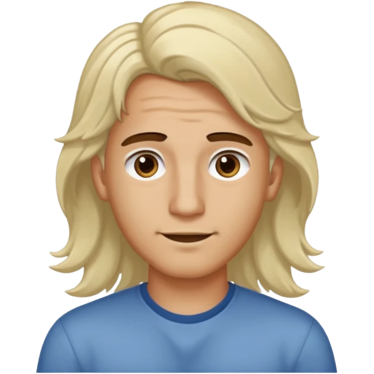 young pc tech guy with long wavy bleached hair, brown eyebrows, no glasses emoji