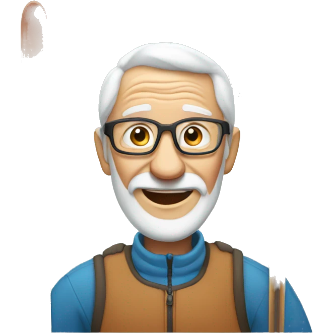 Old man on snow skis emoji