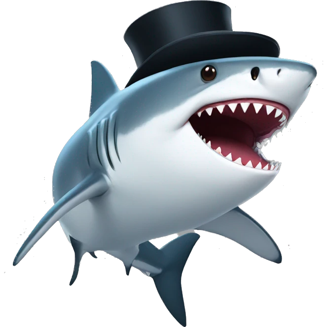Shark with a top hat emoji