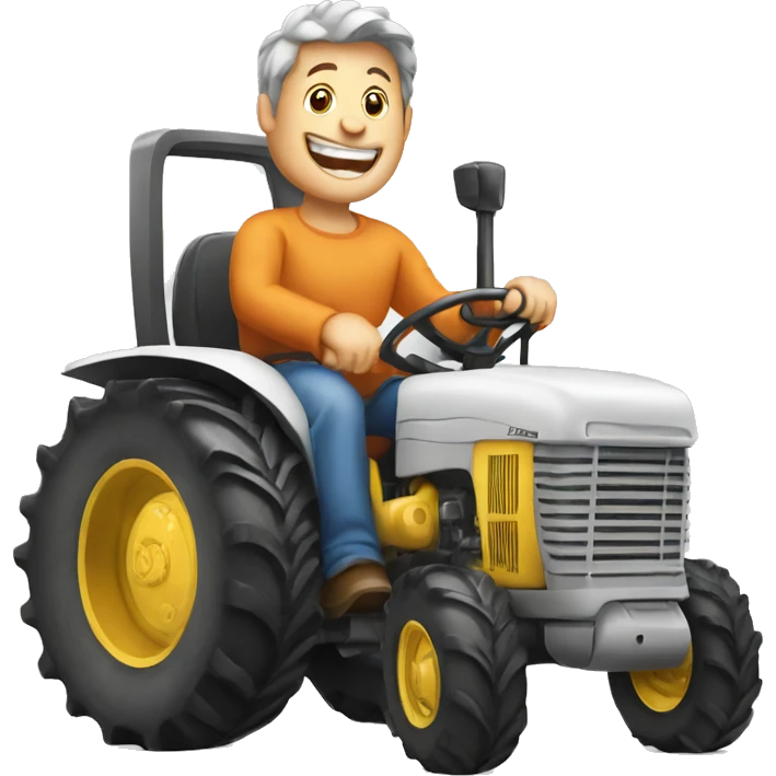 happy person driving giant tractor emoji