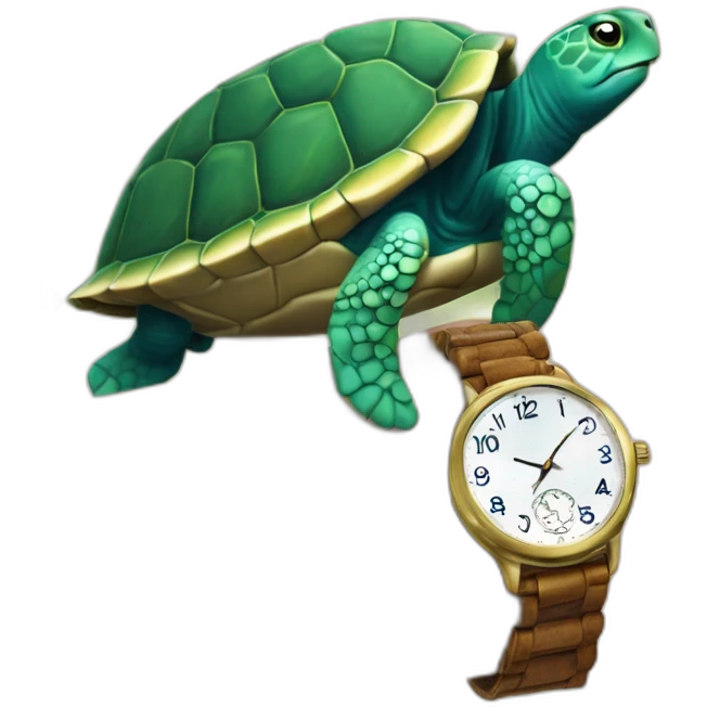 Montre sur le bras d'une tortue emoji