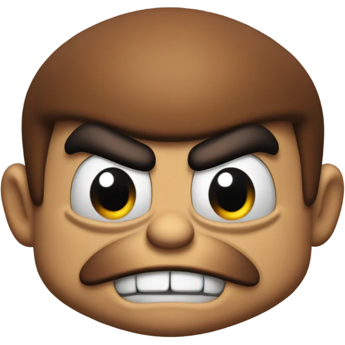 angry goomba from mario with a big chin emoji