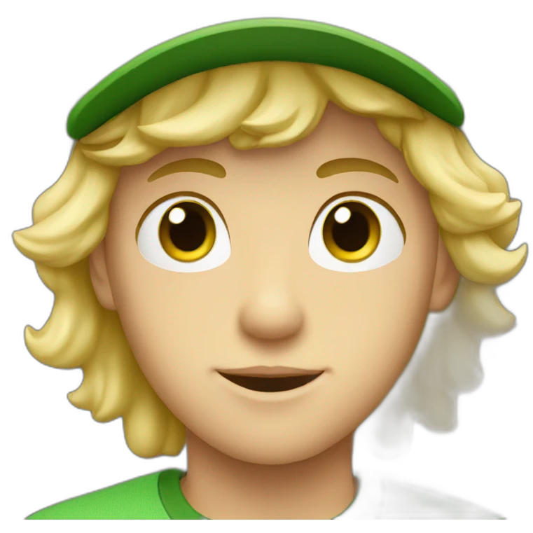 Blonde boy with cap and green eyes emoji