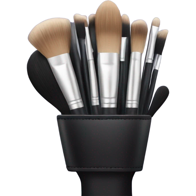 hand in black glove holding makeup brushes emoji
