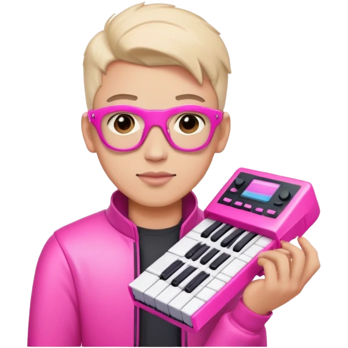 techno guy with a pink synthesizer emoji