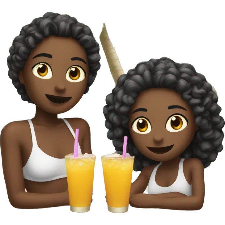 Me and my sister enjoying a little drink on the beach  emoji