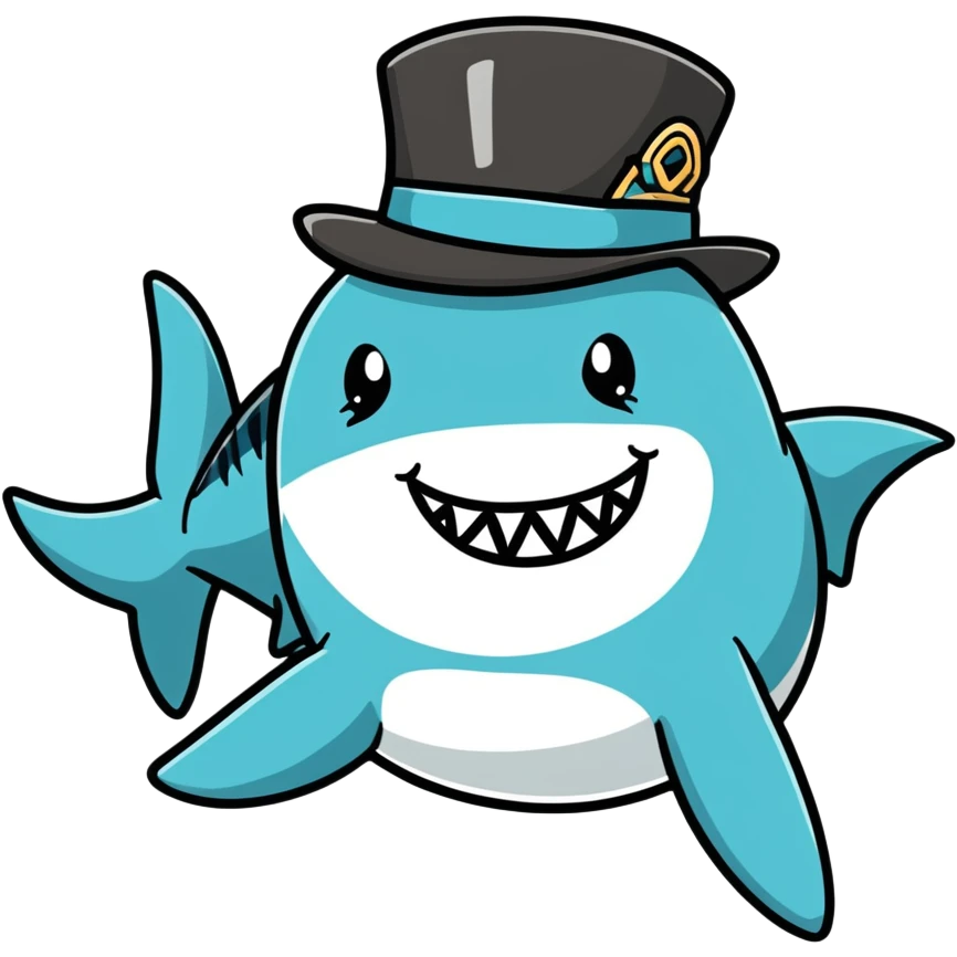 Shark with a top hat emoji