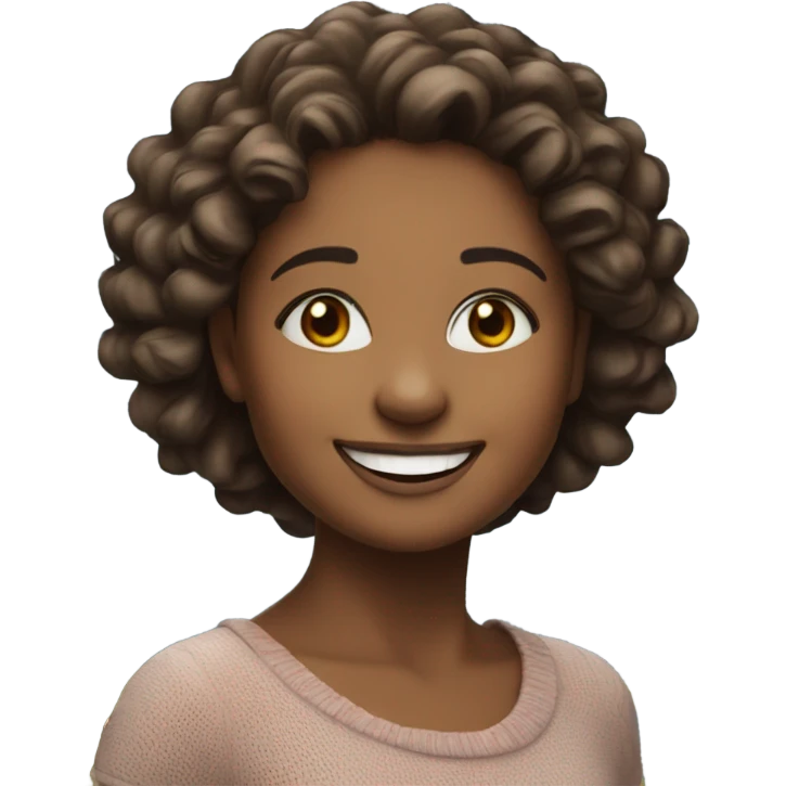 happy girl portrait smiling with a Christmas tree in background  emoji