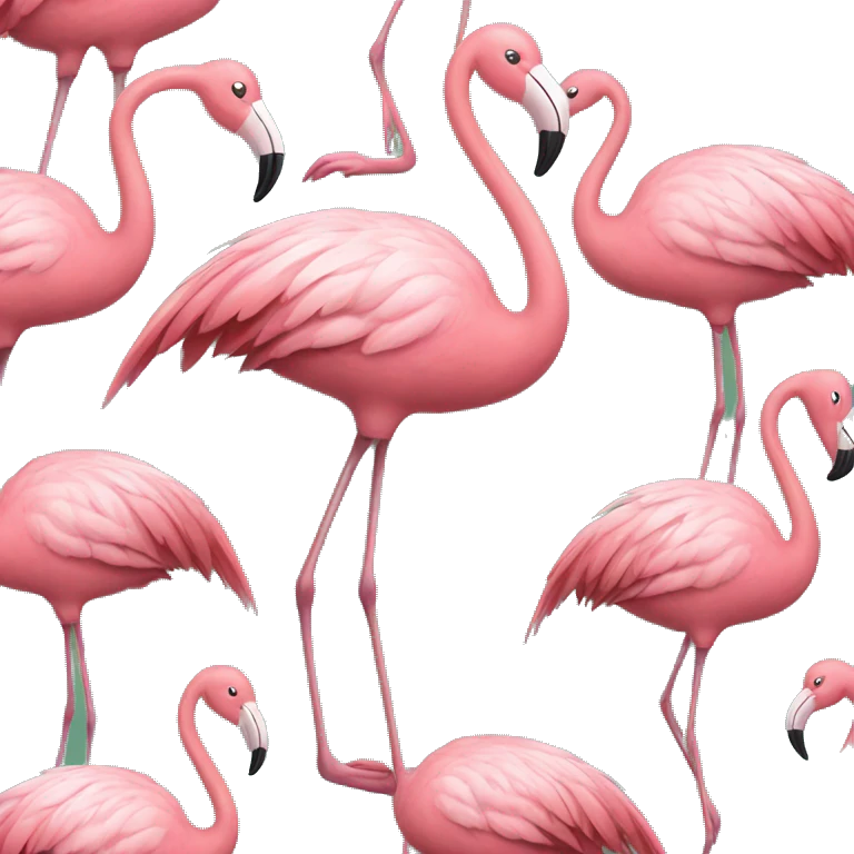 flamingo flamingo standing with detailed feathers and happy face emoji
