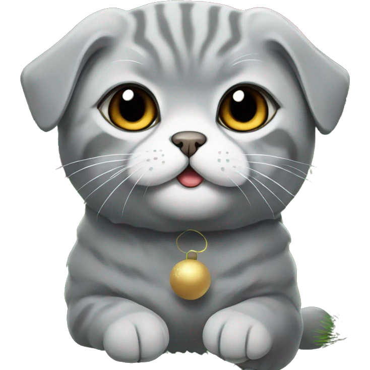 grey scottish fold christmas emoji