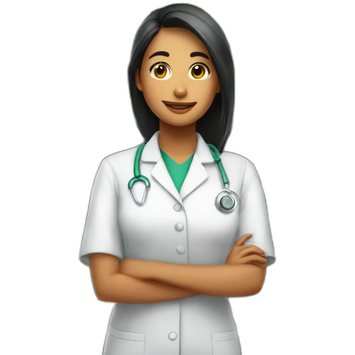 Chica joven con pelo largo trabajando en una farmacia emoji