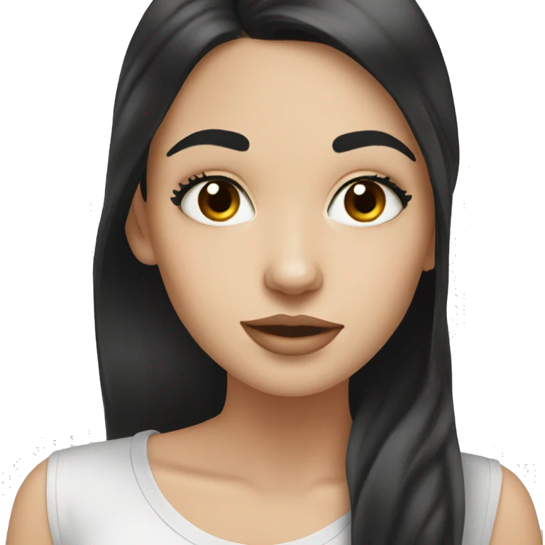 white girl with black hair applying cream on face emoji