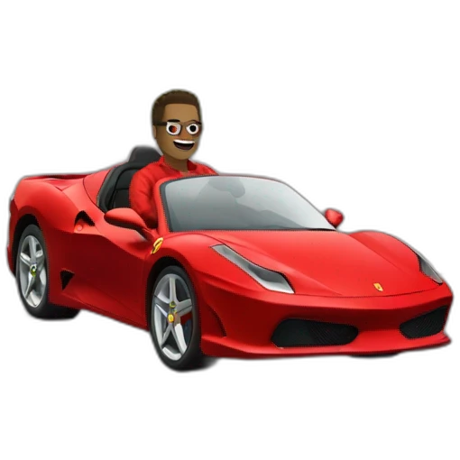 bart driving a red ferrari car emoji