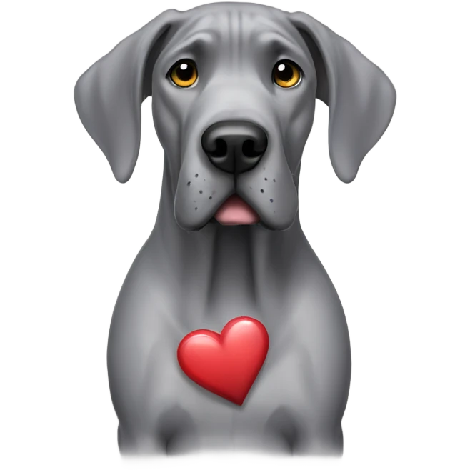 Grey great dane with heart emoji