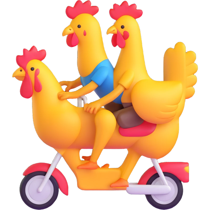 chicken jockey small character riding a chicken emoji