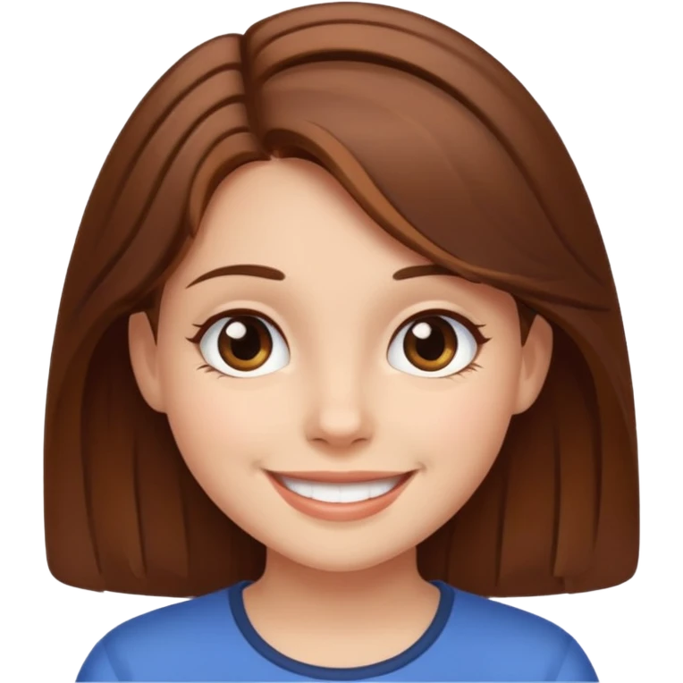 Girl with brown hair smiling emoji
