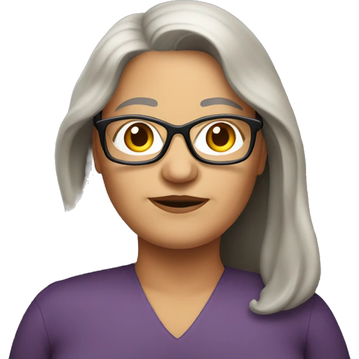 older fat woman long straight brown hair wglasses emoji