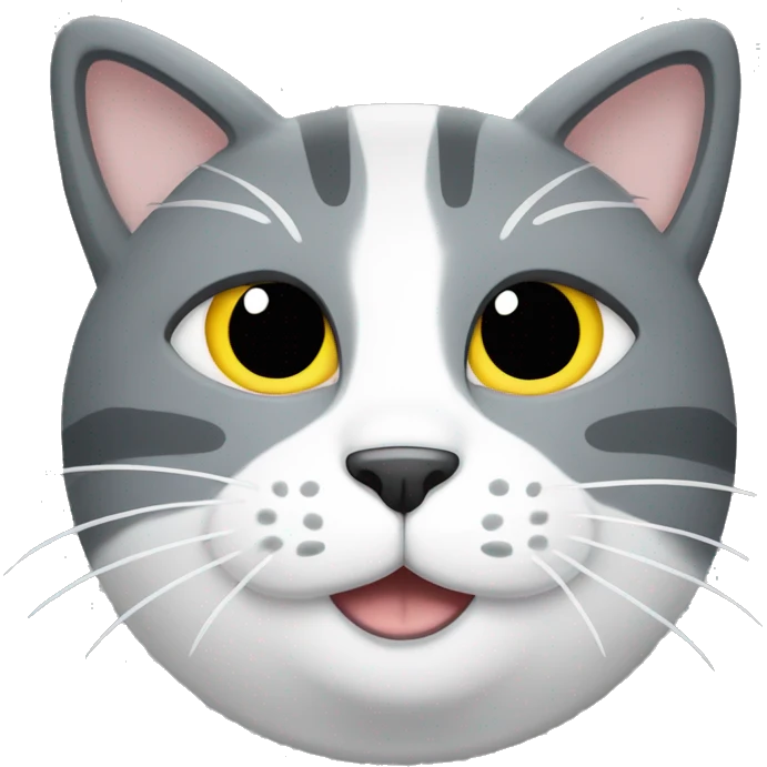 A grey cat emoji with a white patch in the middle of his face emoji