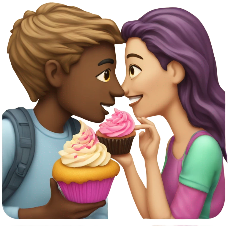 making out with a cupcake emoji