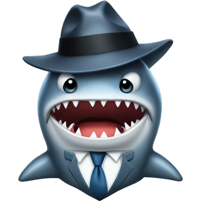 Disappointed shark in fedora with a tie emoji