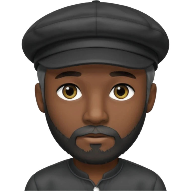 Man with a dark grey beard and a black newsboy cap. He is wearing a black mesh shirt. He has dark black eyeliner  emoji