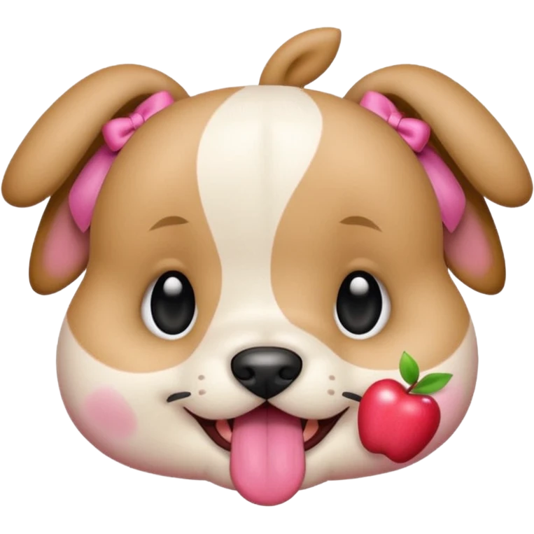 This puppy HEAD 🐶 with a pink bow and tongue out, please in apple ios emoji stylem not fluffy!! Not white, not hairy!  emoji