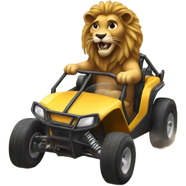 Lion driving dune buggy emoji