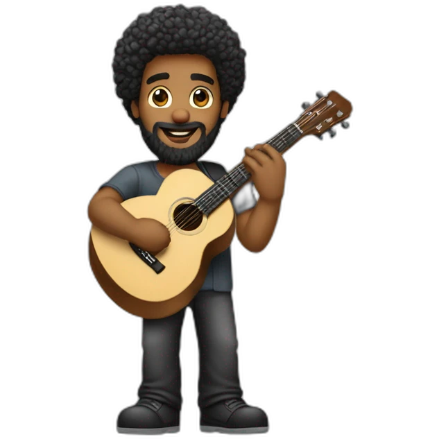 Homem claro cabelo preto barba tocando violão  emoji