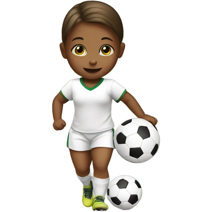 A baby girl playing soccer  emoji
