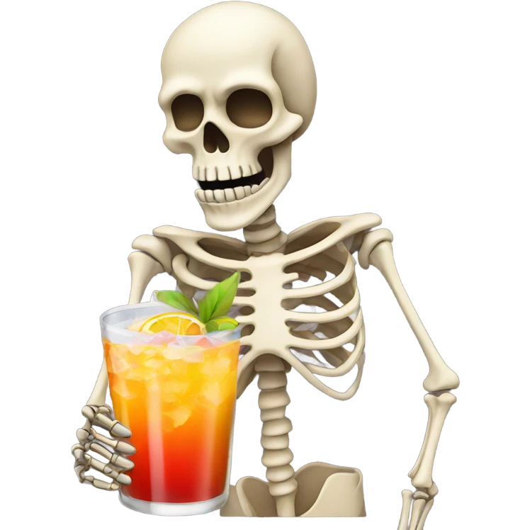 Skeleton holding a cocktail  emoji