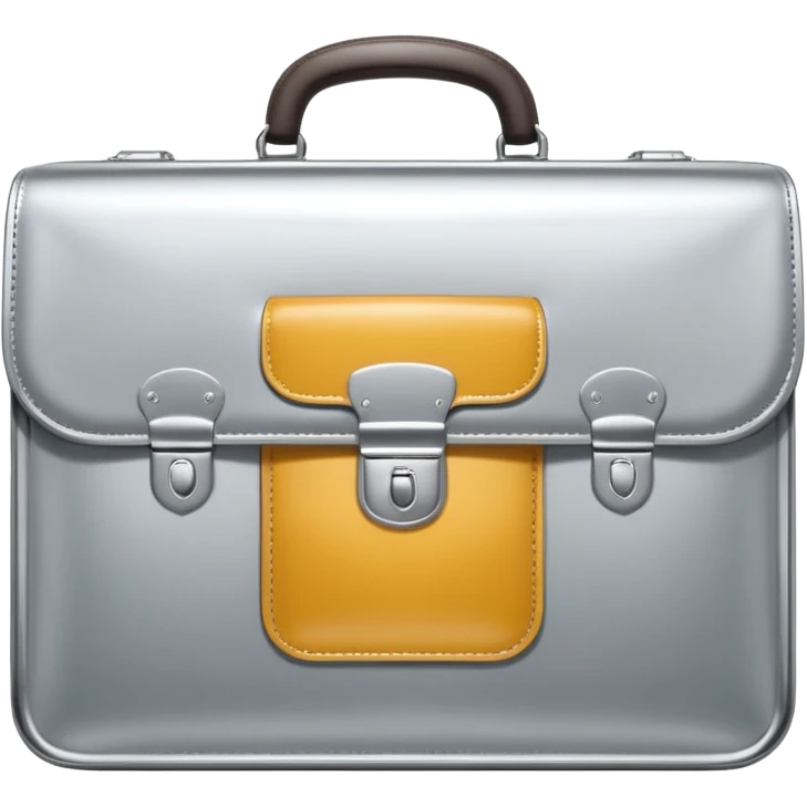 A luxury briefcase emoji made of polished silver chrome, smooth rectangular shape, metallic reflections, minimal high-end design, swag business aesthetic, iOS emoji style, centered, clean white background
 emoji