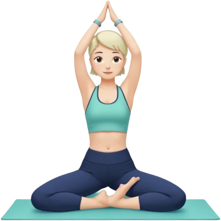 키는 작은편이고 앞머리 없는 단발머리야. 옆머리는 있고 요가를 좋아해. 남색 홀터넥을 많이 입고 민트색 요가바지를 자주 입어 emoji