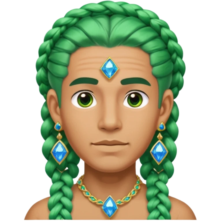 gem lover man with gem accessories excessive amount very big gem earrings green braided hair and blue diamonds  emoji