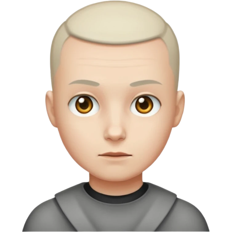 Buzz cut emoji not smiling and white skin color emoji