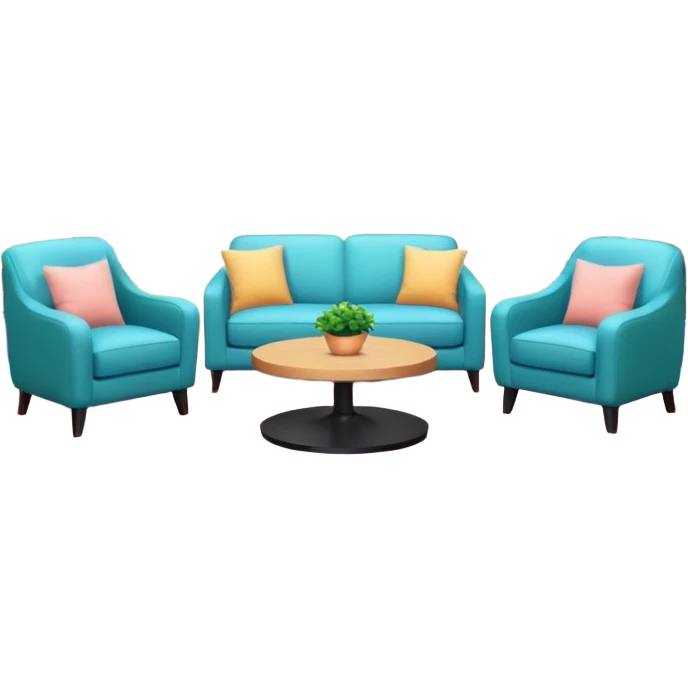 Morning entertainment TV studio, cozy talk show set with armchairs and couch with people, LED screen behind, warm pastel colors, green and blue lighting panels, festive decorations, friendly daytime TV atmosphere, realistic broadcast studio, no branding. emoji