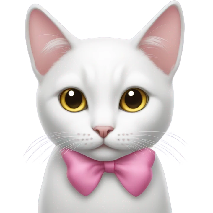white cat with pink bow on her ear emoji