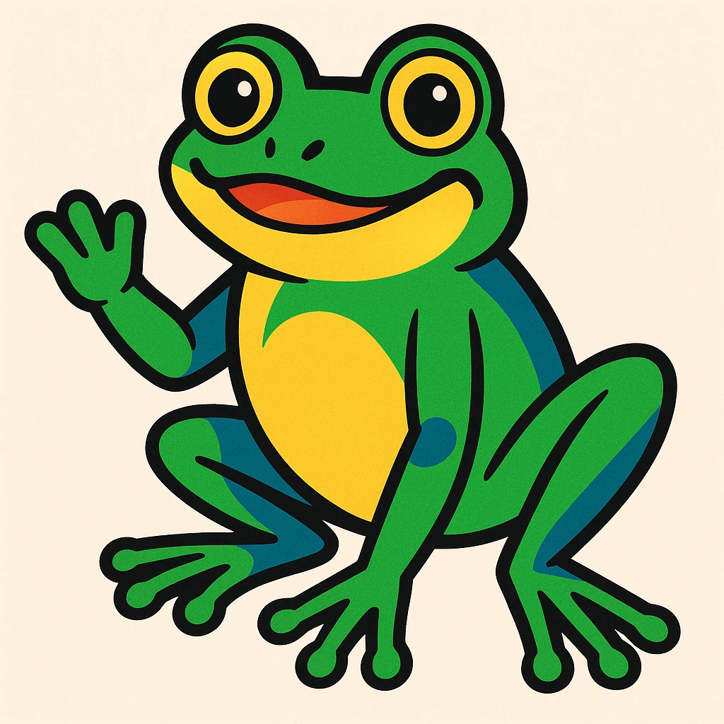full body frog vibrant toon style emoji