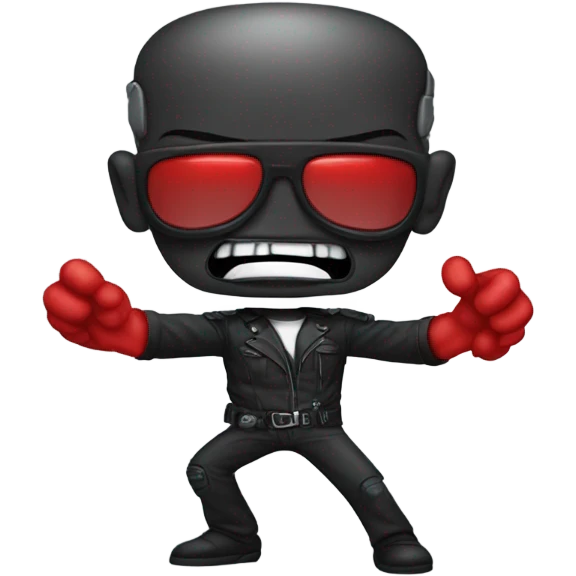 Terminator dancing with small red cloth in each hand emoji