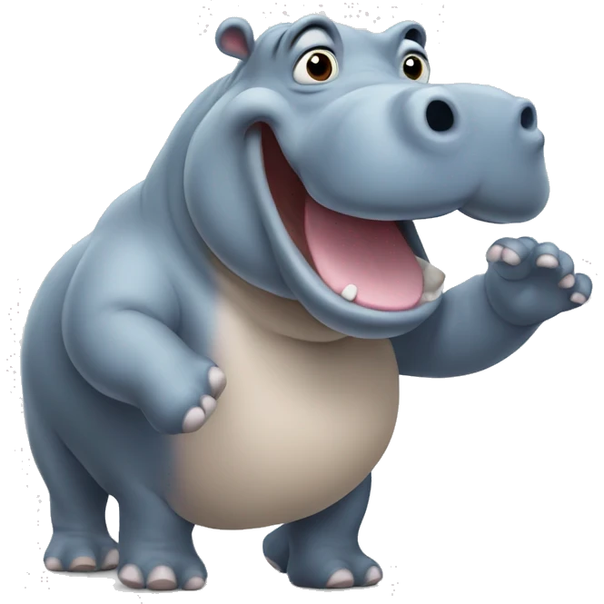 hippo waving emoji