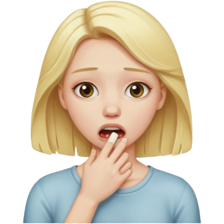 blonde girl choking herself  emoji