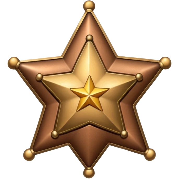 sheriff badge with small star in center, bronze color emoji