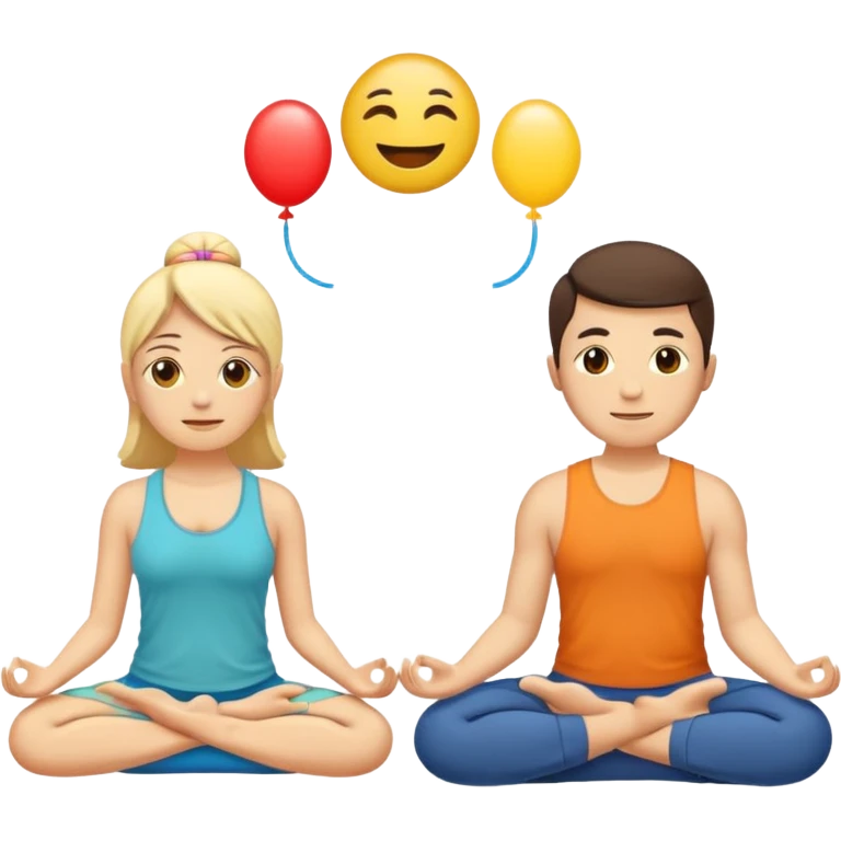 split circle: one half shows a party emoji 🎉 (pleasure), the other a person meditating 🧘 (meaning)—flat vector style, labeled “Type 1” and “Type 2.” emoji