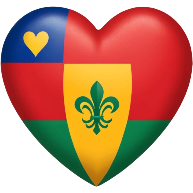 Guadeloupe flag heart-shaped, friendly and colorful emoji