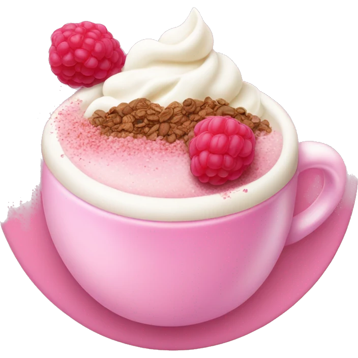 Coffee with cream with pink salt and raspberry crumbs emoji
