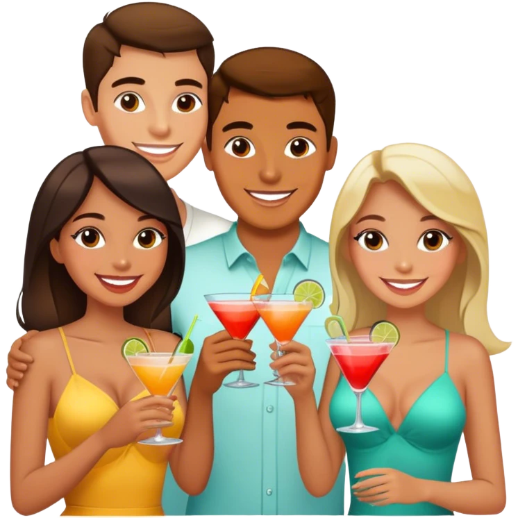 2 girls and a guy on a drinks date emoji