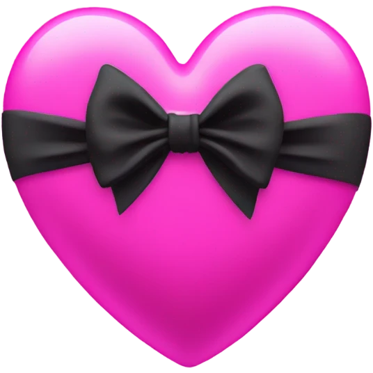 neon pink heart with black bow tied around it emoji