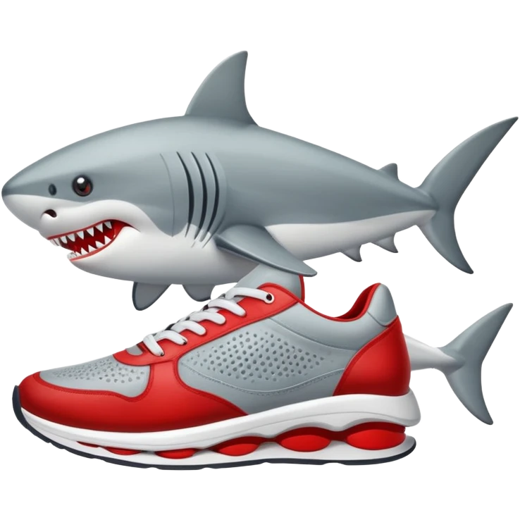 tiburón con patas y zapatillas rojas
 emoji