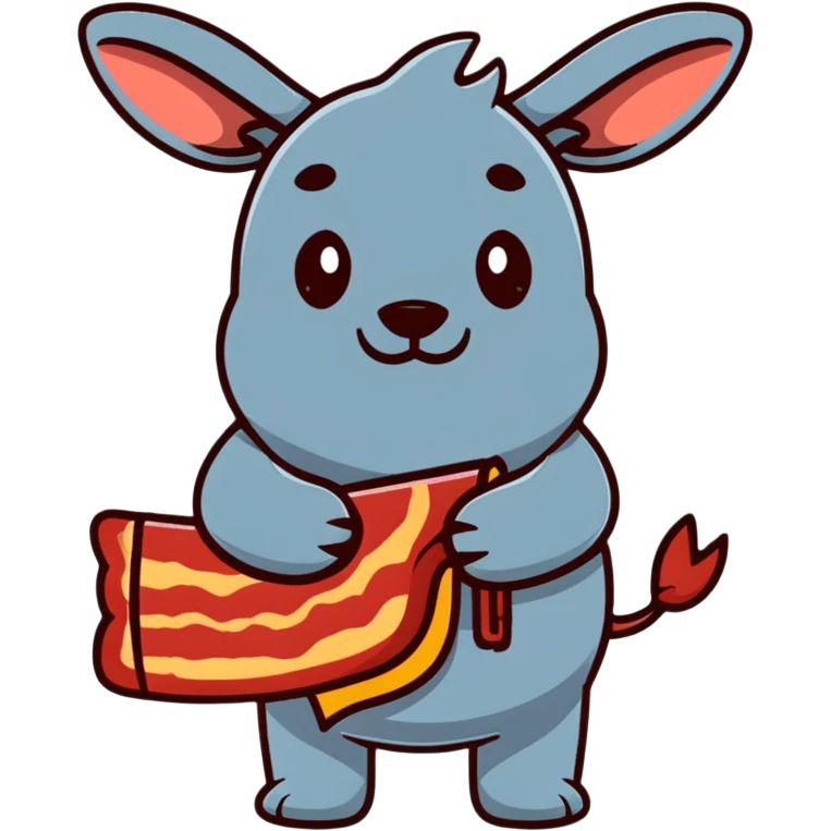 Stitch character holding a bacon strip emoji