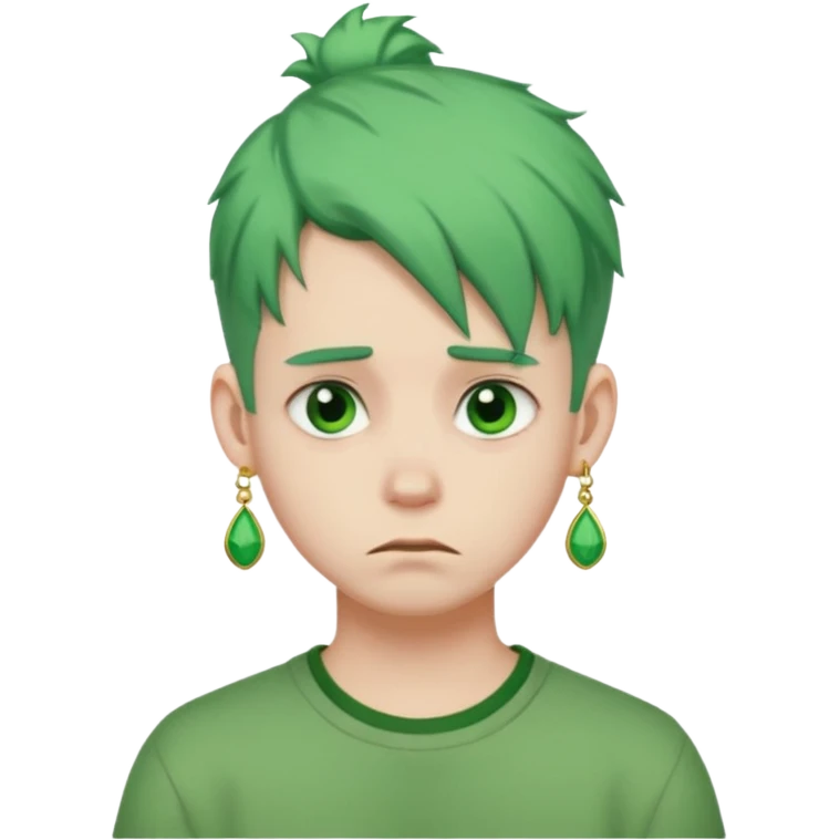  bun haired with earrings green hair guy sad emoji
